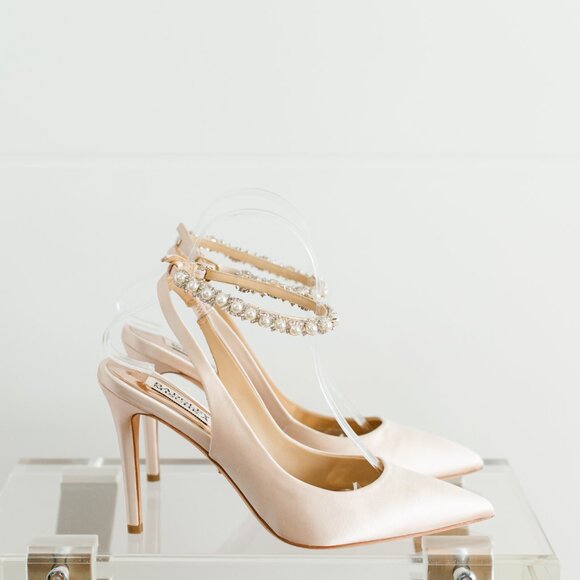 Badgley Mischka Shoes - Badgley Mischka Kris Soft Nude Satin Women's Pump 8 New Champagne